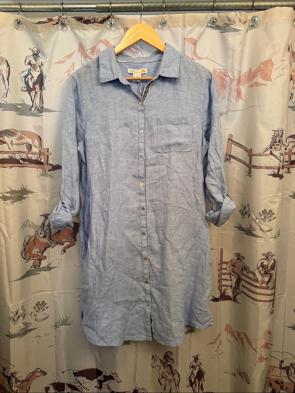 C&C California Light Blue Women's Swim Coverup Shirt Dress